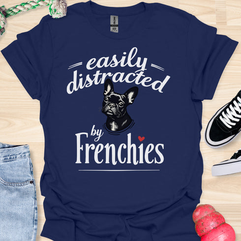 Easily distracted by frenchies - V13 - The Portrait T-Shirt